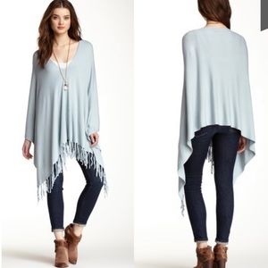Love stitch fringe poncho top One size fits all